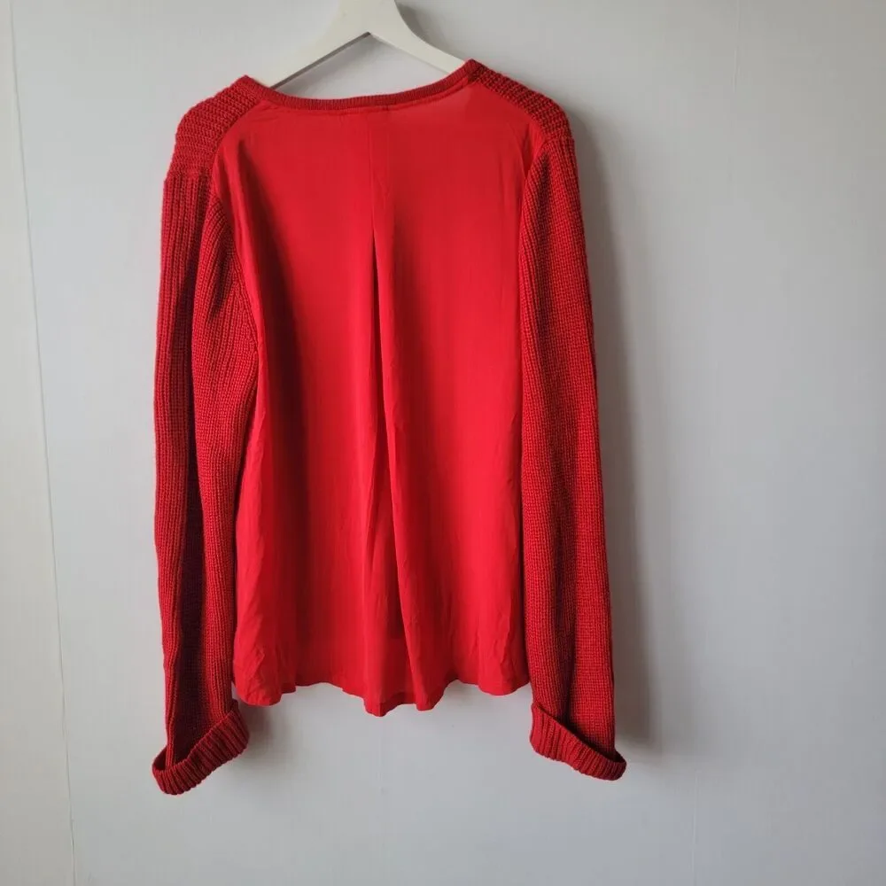 Jones new york womens sweater size XL V-neck mixdmidia long sleeve red
